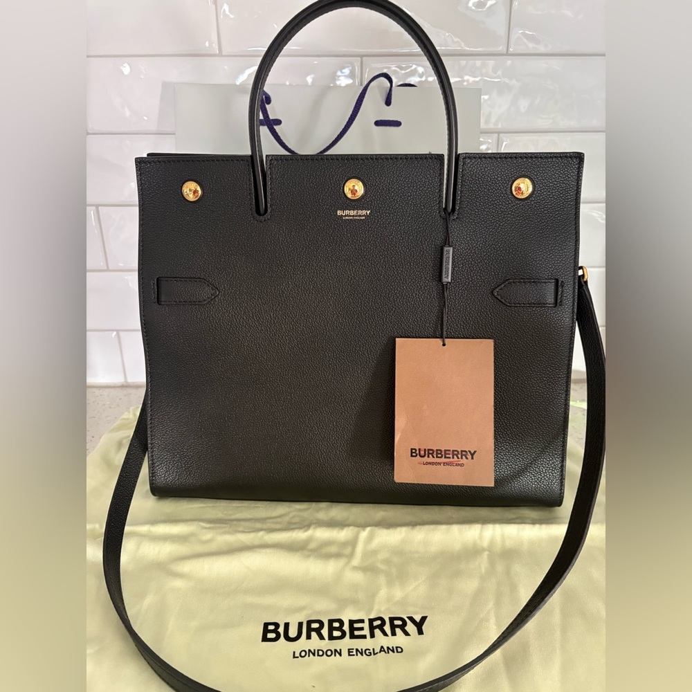 Burberry Black Leather Tote Bag